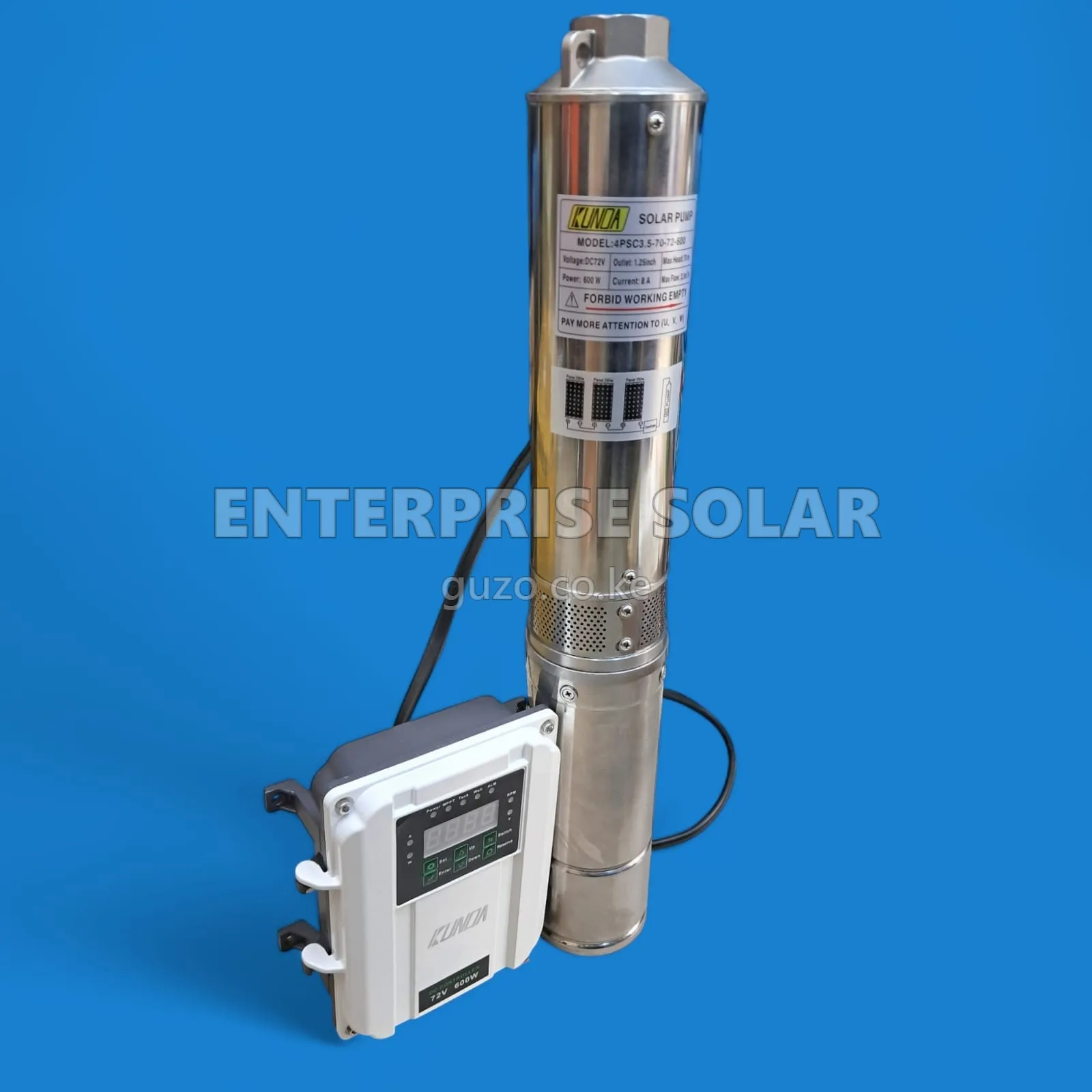 Kunda Solar Pump 260m With Control Box - Submersible solar water pump
