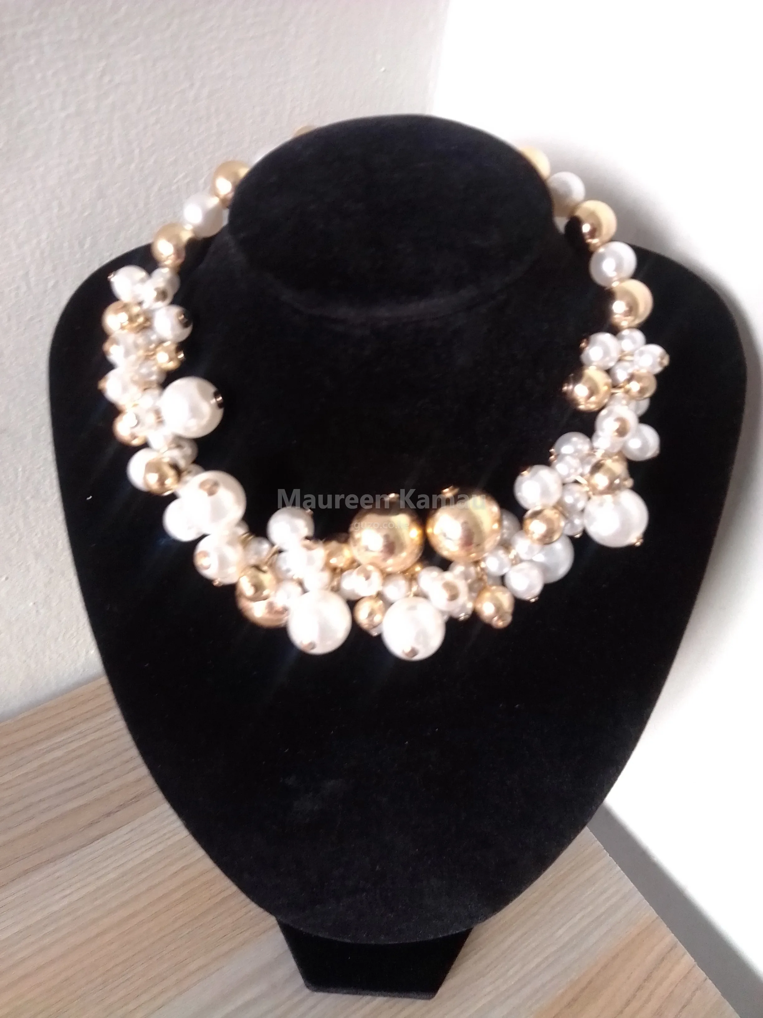 Gold & White Pearl Necklace