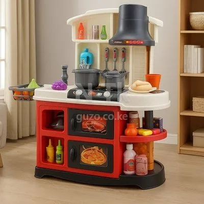Kids Play Kitchen Set with Realistic Sound, Light & Running Water Sink - Nyali